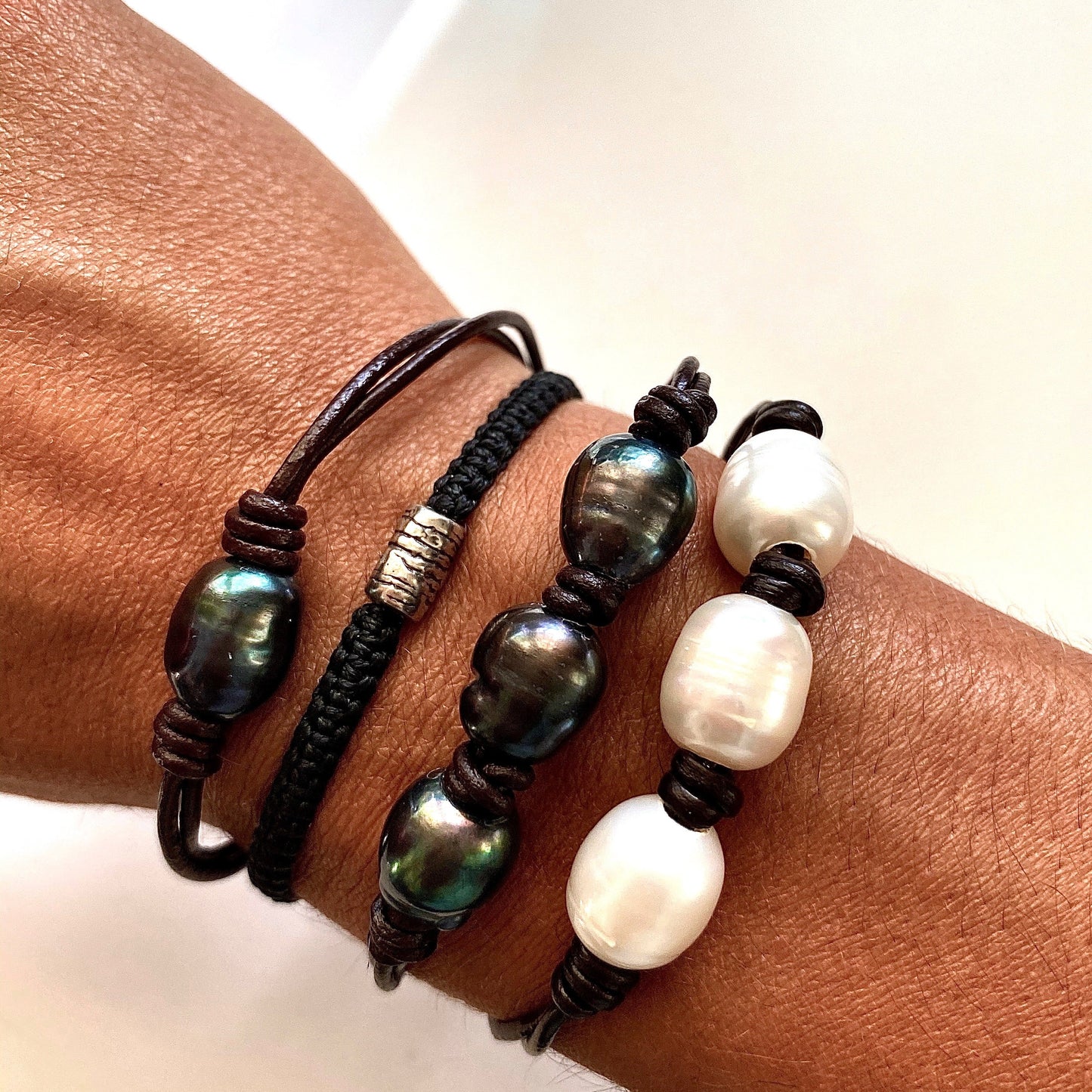 Triple Freshwater Baroque Black Pearl Bracelet