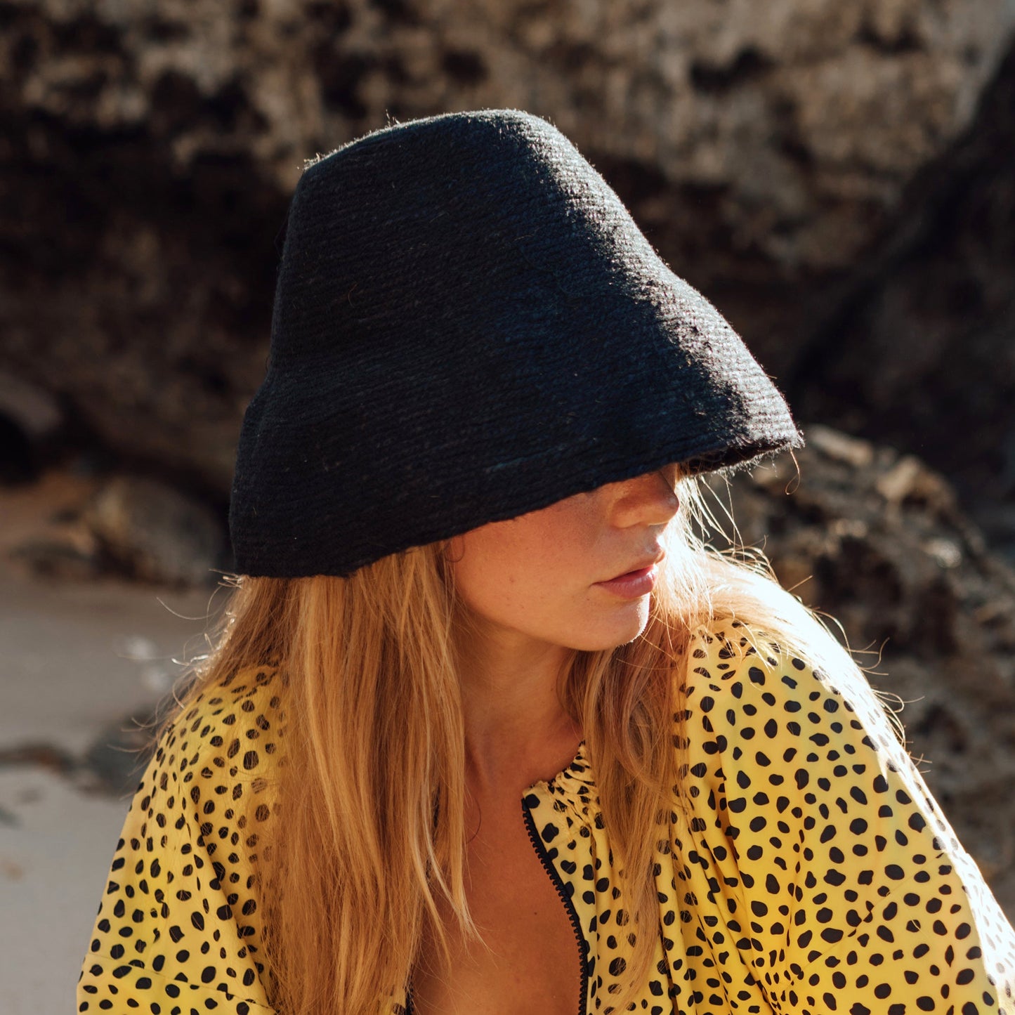 NAOMI Jute Crochet Straw Hat in Black